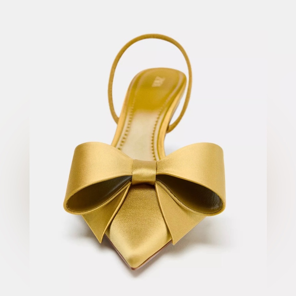 Zara Metallic Gold Slingback Heels Bloggeres favorite - Picture 2 of 5